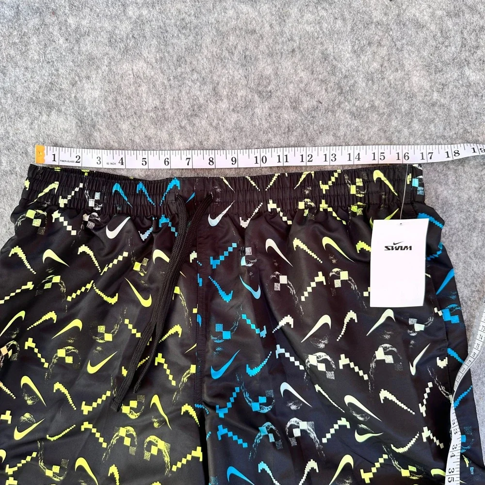 Nike Mens XL Black Pixelated Swoosh Swim Volley Shorts NESSD516-001 NWT
